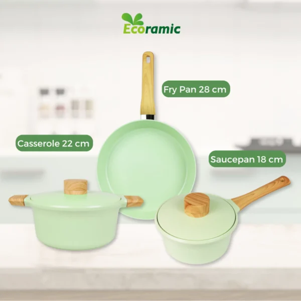 Ecoramic Oslo Fry Pan 28cm - IH Sage Green - Image 3