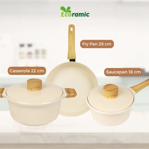 Ecoramic Oslo Sauce Pan 18cm - IH Beige - Image 5