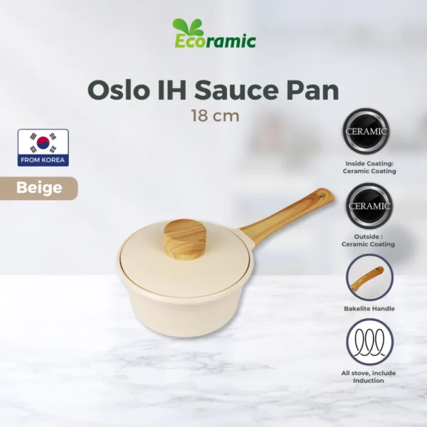 Ecoramic Oslo Sauce Pan 18cm - IH Beige