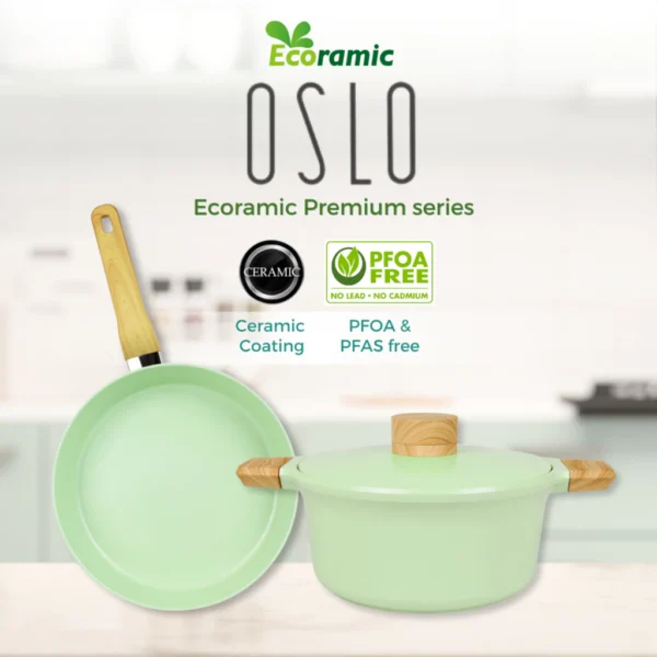 Ecoramic Oslo Casserole 22cm - IH Sage Green - Image 4