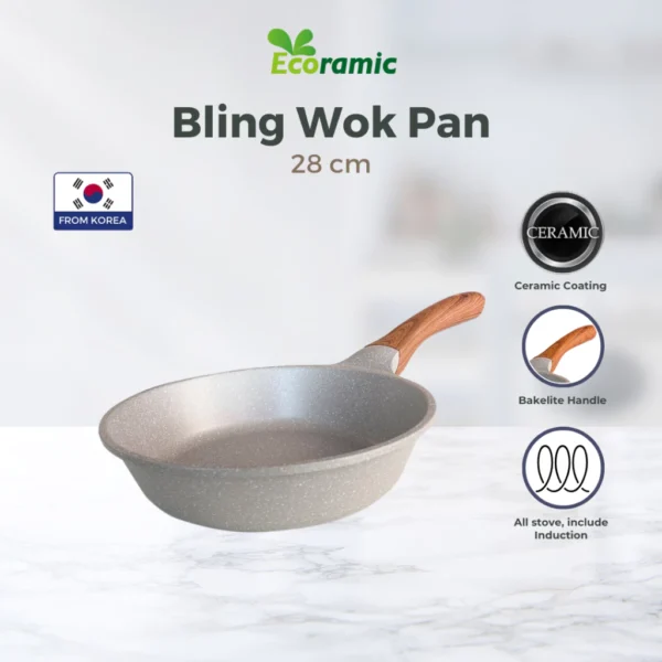 Ecoramic Bling 28cm Wok Pan - Panci Induksi Anti Lengket & Gores