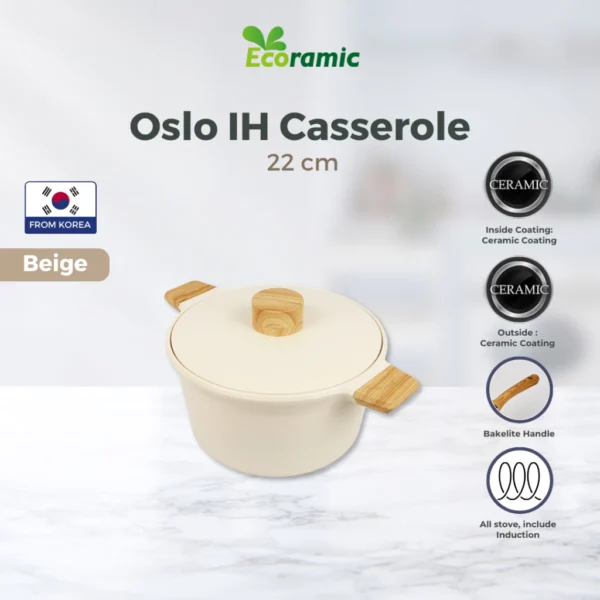 Ecoramic Oslo Casserole 22cm - IH Beige